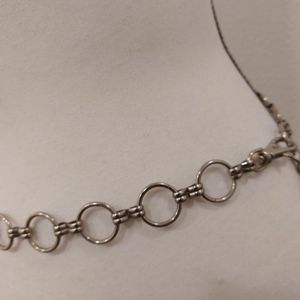 Silver Tone Metal Jump Rings Link Belt with Lanyard Style Clasp - Picture 5 of 8